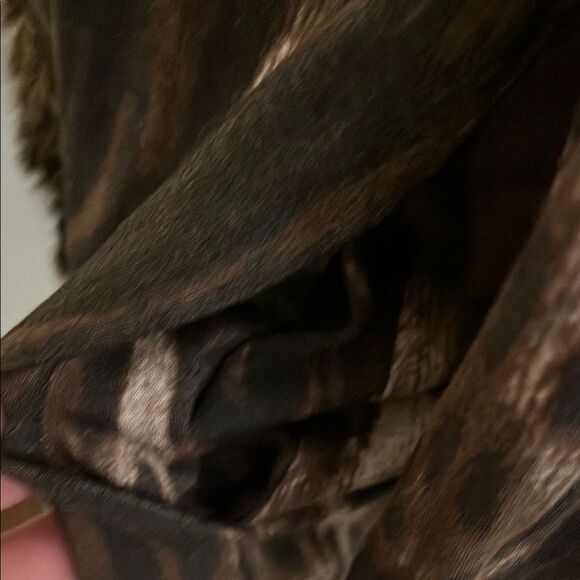 Vintage Alberto Makali Leopard Print Faux Fur Trim Open Style Cardigan Sweater - Picture 3 of 10